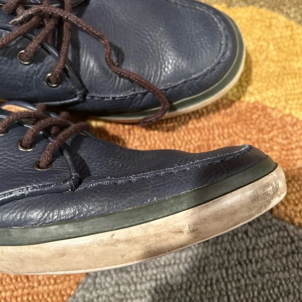 Lacoste Servin 8 Navy Blue Leather Boat Shoes Casual Loafers Men’s Size 9.5